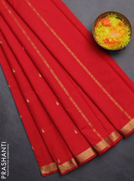 Arani semi silk saree red with zari woven temple buttas and zari woven border
