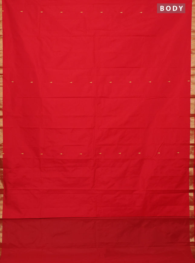 Arani semi silk saree red with zari woven temple buttas and zari woven border