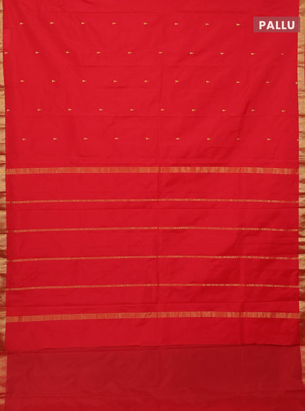 Arani semi silk saree red with zari woven temple buttas and zari woven border
