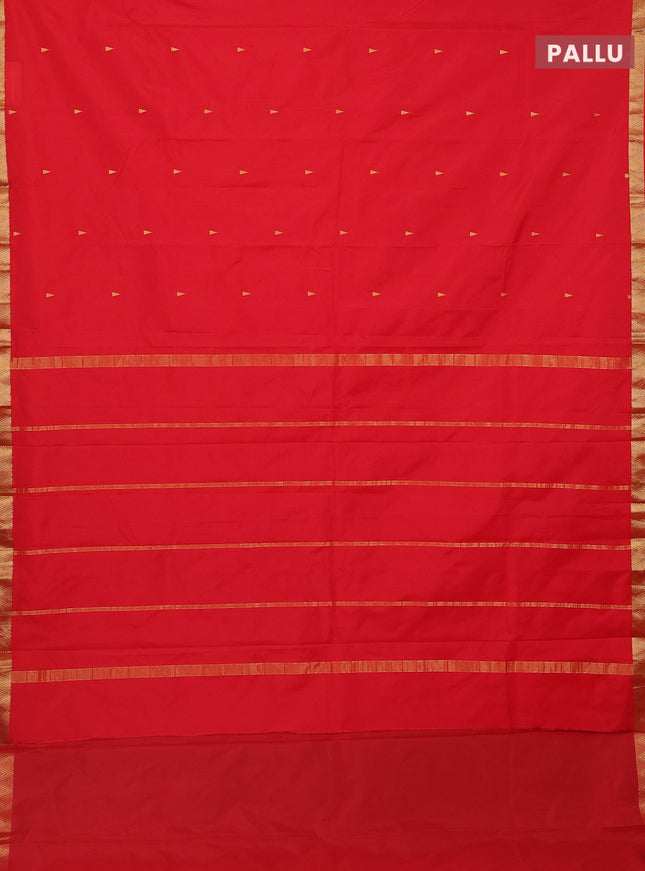 Arani semi silk saree red with zari woven temple buttas and zari woven border
