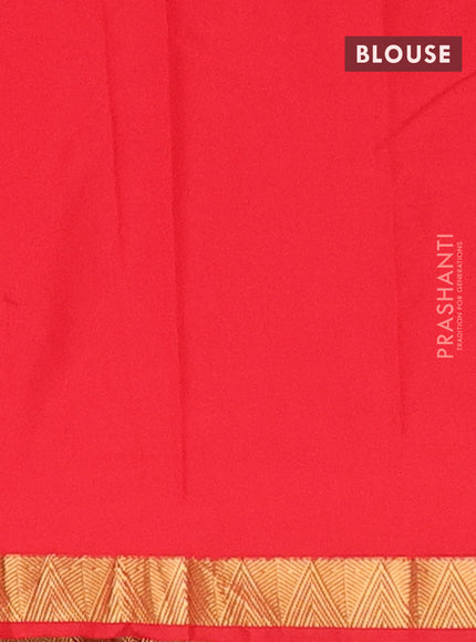 Arani semi silk saree red with zari woven temple buttas and zari woven border