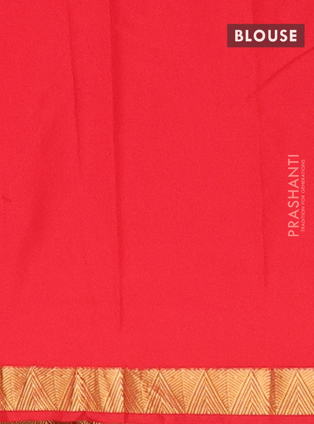 Arani semi silk saree red with zari woven temple buttas and zari woven border