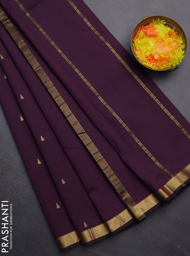 Arani semi silk saree purple with zari woven temple buttas and zari woven border