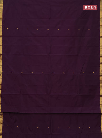 Arani semi silk saree purple with zari woven temple buttas and zari woven border