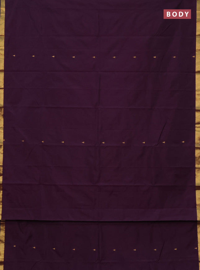Arani semi silk saree purple with zari woven temple buttas and zari woven border