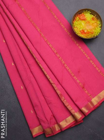 Arani semi silk saree pink with zari woven temple buttas and zari woven border