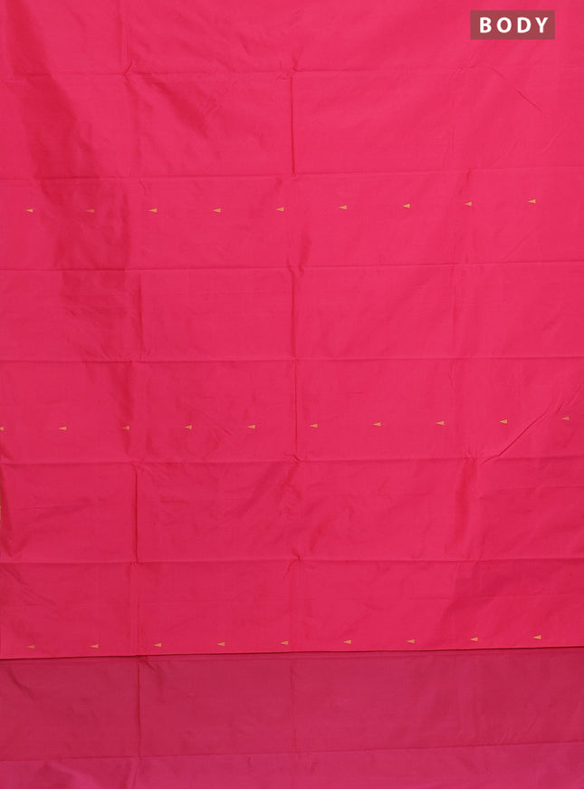 Arani semi silk saree pink with zari woven temple buttas and zari woven border