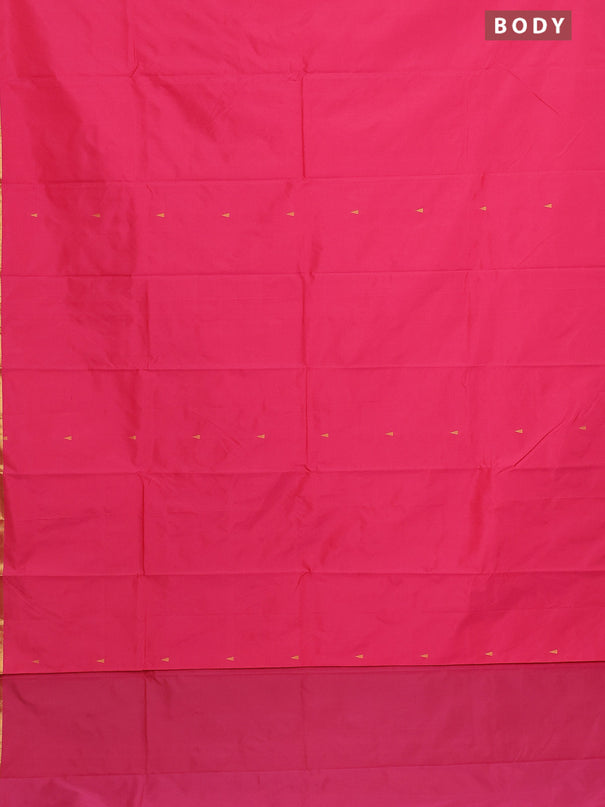 Arani semi silk saree pink with zari woven temple buttas and zari woven border