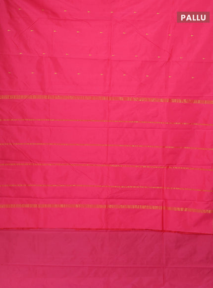 Arani semi silk saree pink with zari woven temple buttas and zari woven border