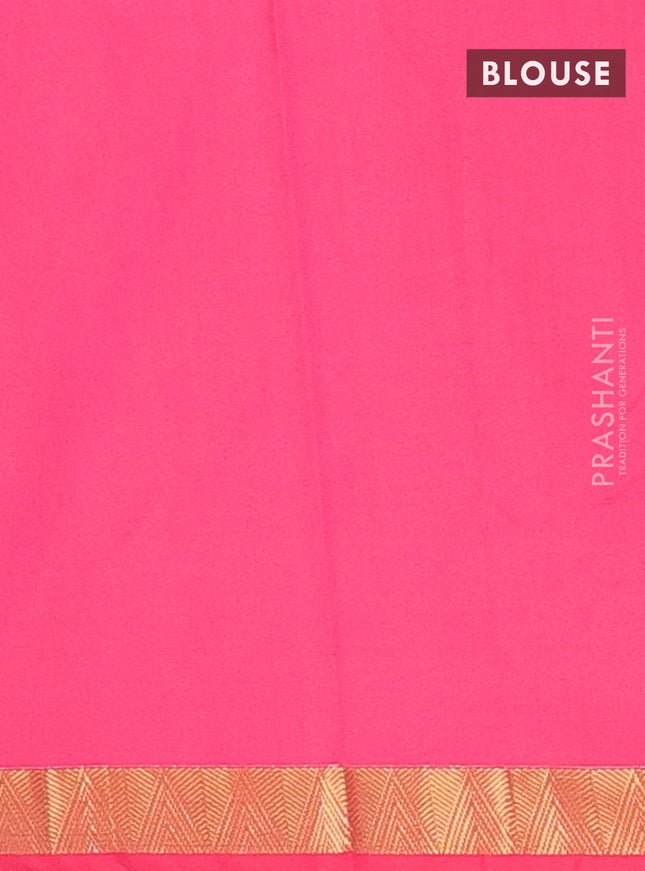 Arani semi silk saree pink with zari woven temple buttas and zari woven border