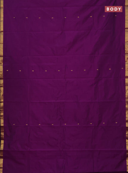 Arani semi silk saree purple with zari woven temple buttas and zari woven border