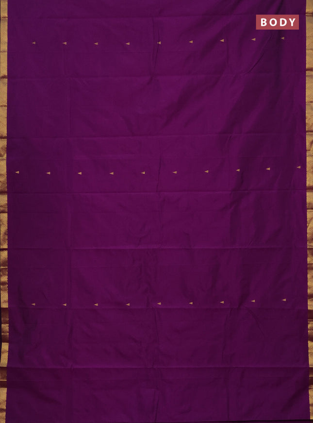 Arani semi silk saree purple with zari woven temple buttas and zari woven border