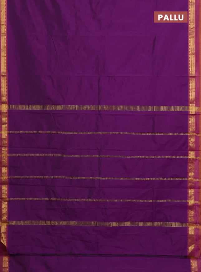 Arani semi silk saree purple and dark mustard with plain body and zari woven simple border