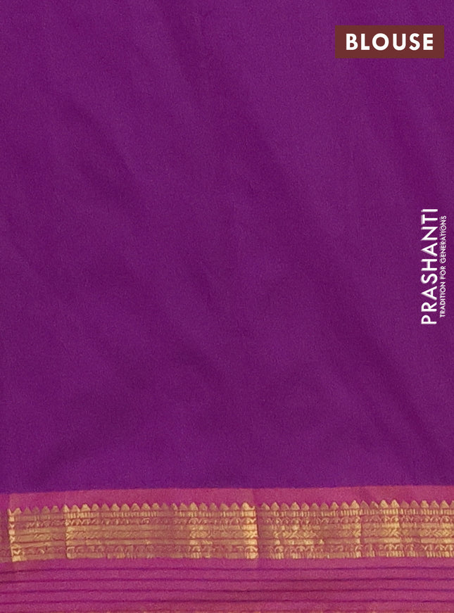 Arani semi silk saree purple and dark mustard with plain body and zari woven simple border