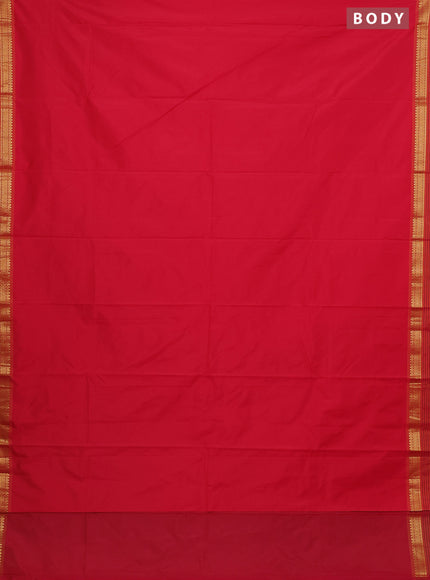 Arani semi silk saree pink and dark mustard with plain body and zari woven simple border