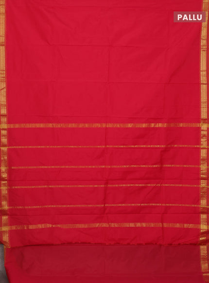 Arani semi silk saree pink and dark mustard with plain body and zari woven simple border
