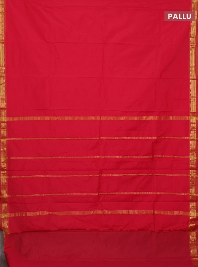 Arani semi silk saree pink and dark mustard with plain body and zari woven simple border