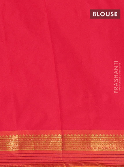 Arani semi silk saree pink and dark mustard with plain body and zari woven simple border