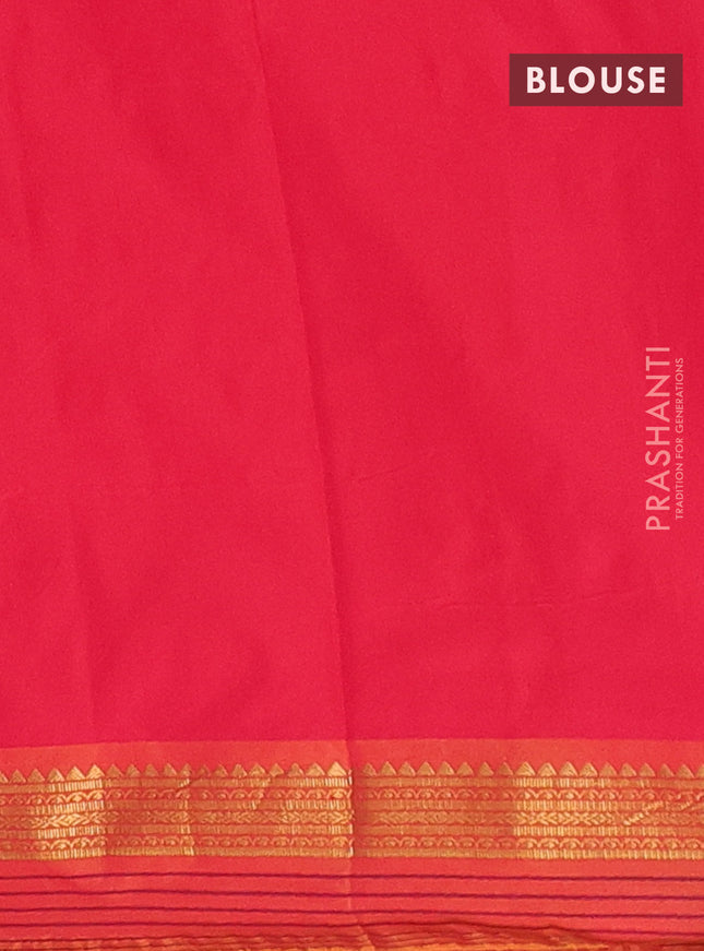 Arani semi silk saree pink and dark mustard with plain body and zari woven simple border