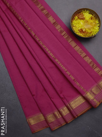 Arani semi silk saree pink and dual shade of yellow with plain body and zari woven simple border