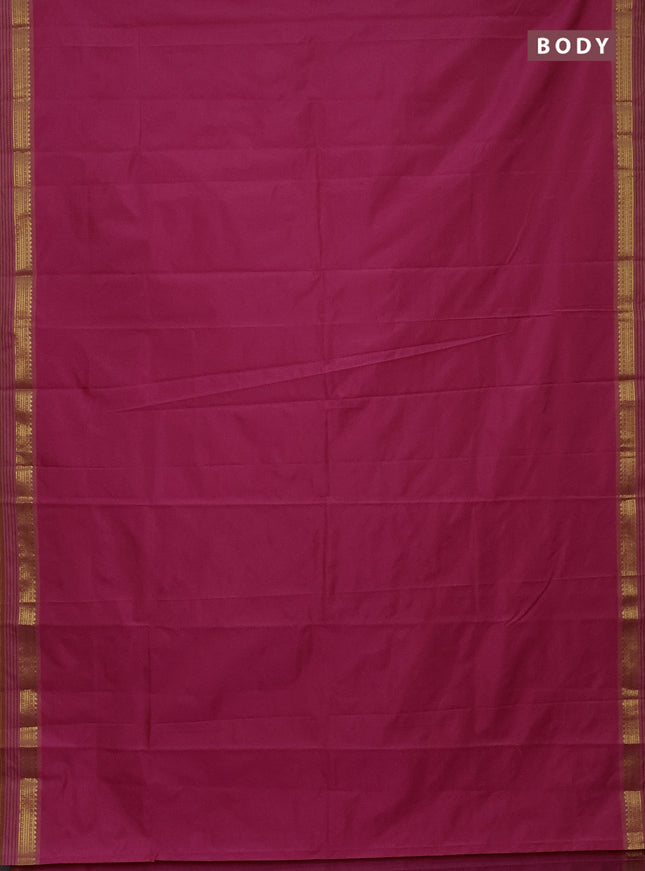 Arani semi silk saree pink and dual shade of yellow with plain body and zari woven simple border
