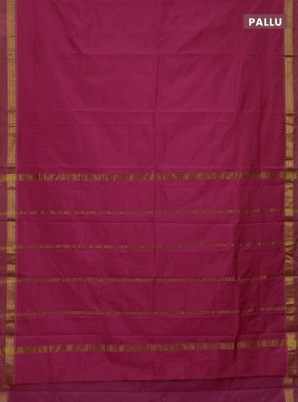 Arani semi silk saree pink and dual shade of yellow with plain body and zari woven simple border