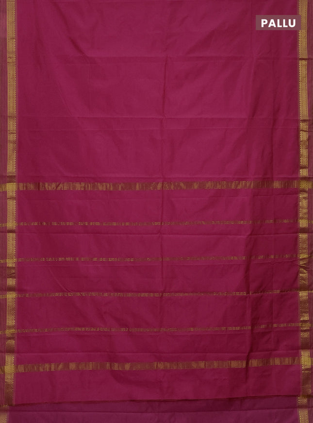 Arani semi silk saree pink and dual shade of yellow with plain body and zari woven simple border