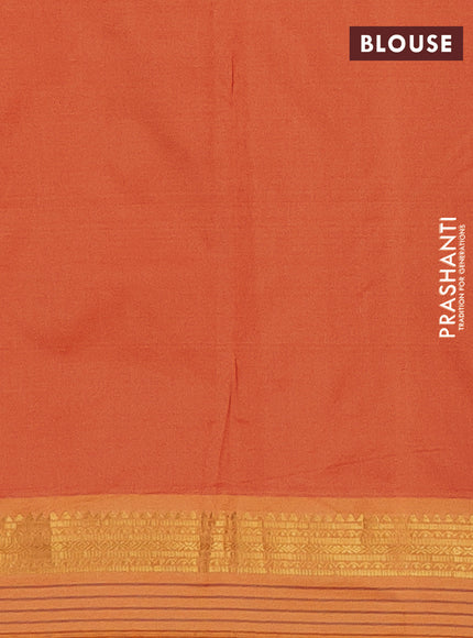 Arani semi silk saree orange and dual shade of yellow with plain body and zari woven simple border
