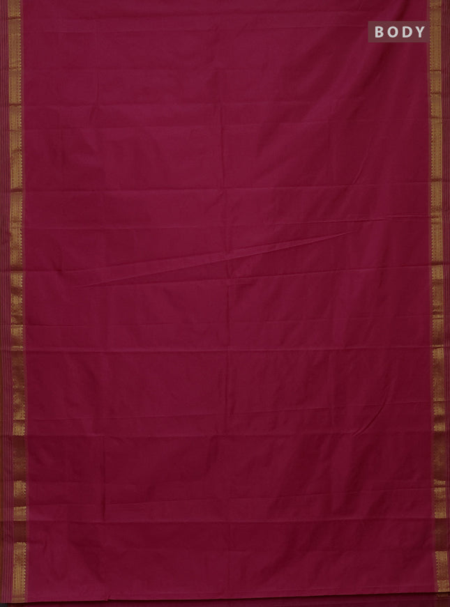 Arani semi silk saree pink shade and dual shade of yellow with plain body and zari woven simple border