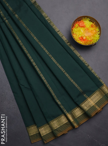Arani semi silk saree peacock green and dual shade of yellow with plain body and zari woven simple border