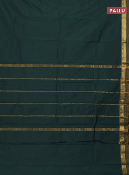 Arani semi silk saree peacock green and dual shade of yellow with plain body and zari woven simple border