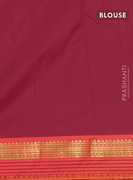 Arani semi silk saree wine shade and dark mustard with plain body and zari woven simple border