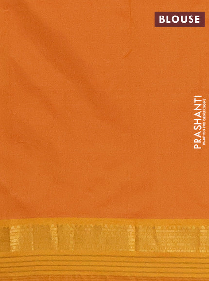 Arani semi silk saree dual shade of mango yellow with plain body and zari woven simple border