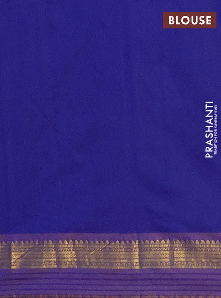 Arani semi silk saree blue and dark mustard with plain body and zari woven simple border