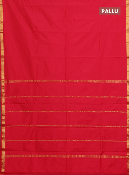 Arani semi silk saree dark pink with plain body and zari woven border