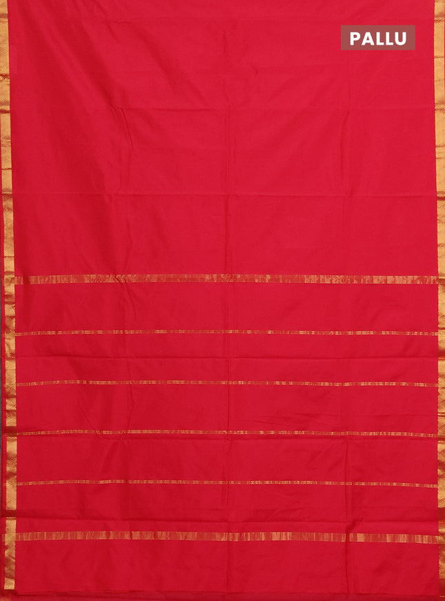 Arani semi silk saree dark pink with plain body and zari woven border