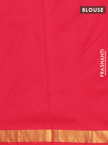 Arani semi silk saree dark pink with plain body and zari woven border