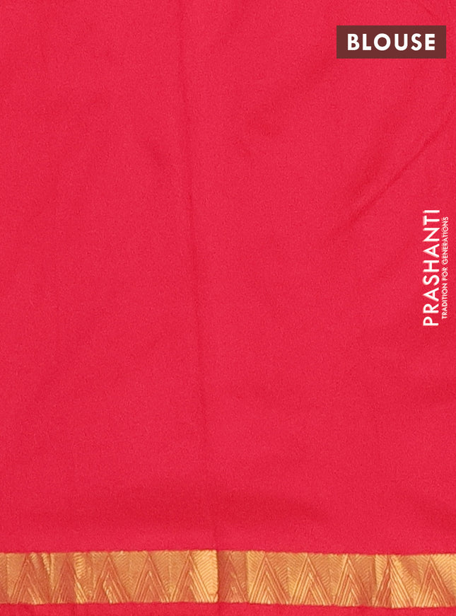 Arani semi silk saree dark pink with plain body and zari woven border