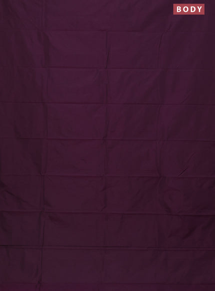 Arani semi silk saree deep purple with plain body and zari woven border