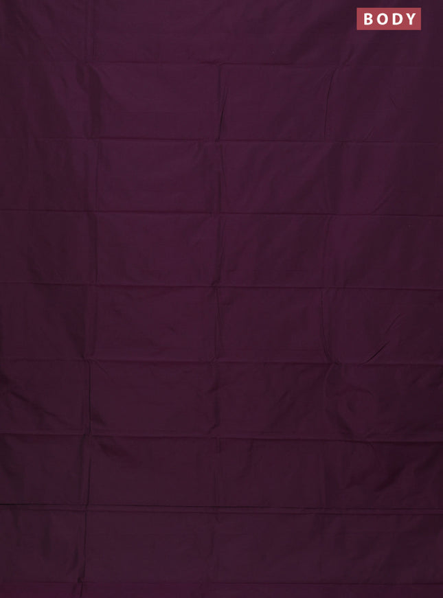 Arani semi silk saree deep purple with plain body and zari woven border