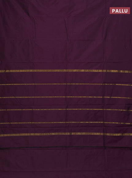 Arani semi silk saree deep purple with plain body and zari woven border