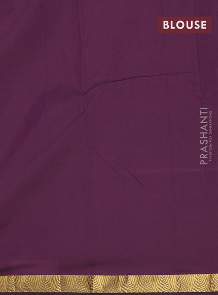 Arani semi silk saree deep purple with plain body and zari woven border
