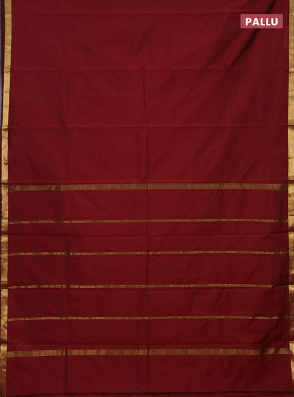 Arani semi silk saree maroon with plain body and zari woven border