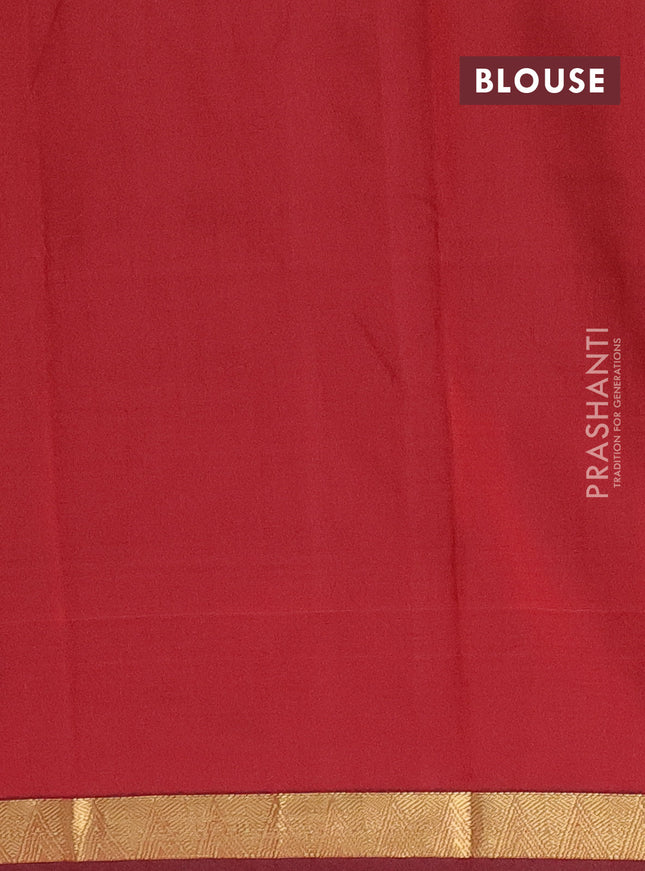 Arani semi silk saree maroon with plain body and zari woven border