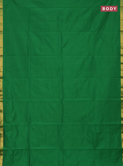 Arani semi silk saree green with plain body and zari woven border