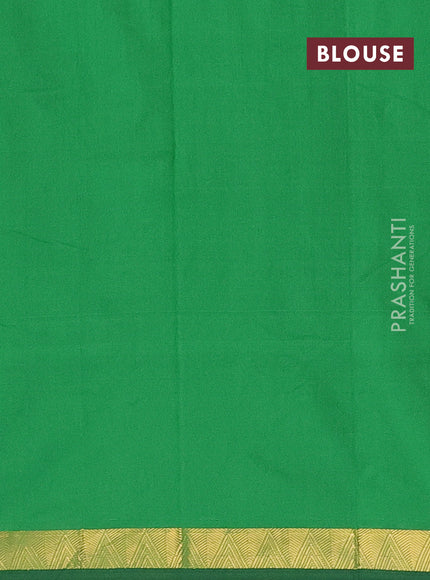 Arani semi silk saree green with plain body and zari woven border
