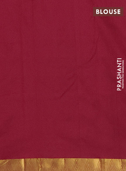 Arani semi silk saree wine shade with plain body and zari woven border