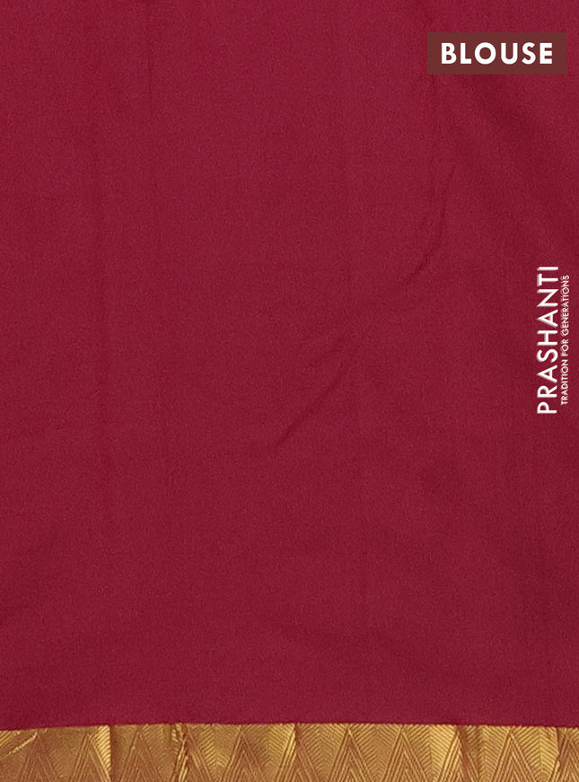 Arani semi silk saree wine shade with plain body and zari woven border