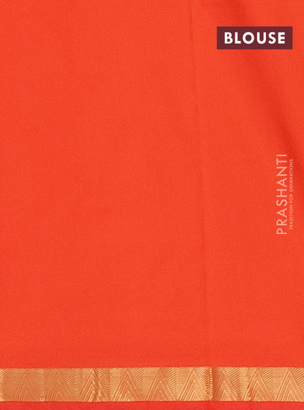 Arani semi silk saree orange with plain body and zari woven border