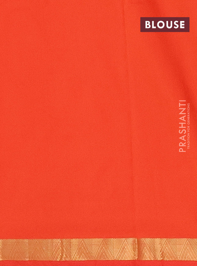 Arani semi silk saree orange with plain body and zari woven border